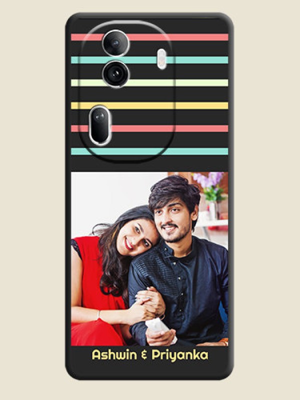 Custom Color Stripes with Photo and Text - Photo on Space Black Soft Matte Mobile Case - Reno 11 Pro 5G