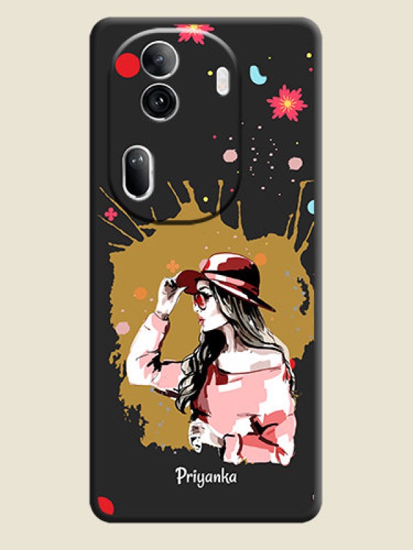 Custom Mordern Lady With Color Splash Background With Custom Text On Space Black Personalized Soft Matte Phone Covers - Reno 11 Pro 5G
