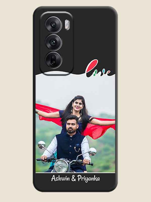 Custom Fall in Love Pattern with Picture on Photo On Space Black Custom Soft Matte Mobile Back Cover - Oppo Reno 12 5G