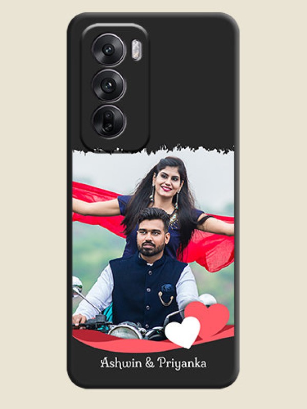 Custom Pin Color Love Shaped Ribbon Design with Text On Space Black Custom Soft Matte Mobile Back Cover - Oppo Reno 12 5G