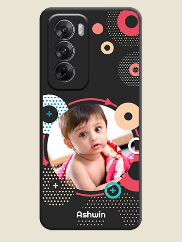 Custom Multicoloured Round Image On Space Black Custom Soft Matte Mobile Back Cover - Oppo Reno 12 5G