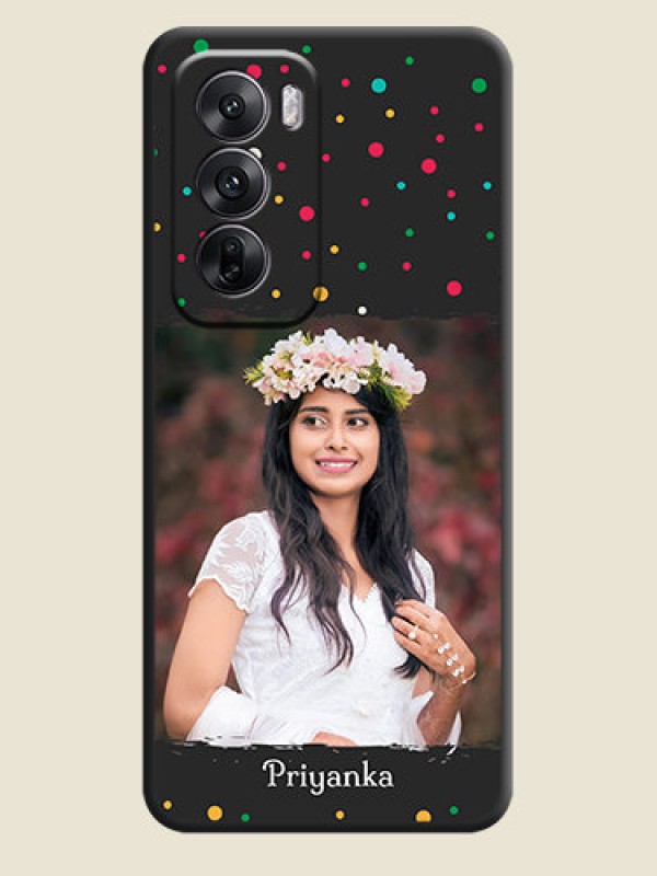 Custom Multicolor Dotted Pattern with Text On Space Black Custom Soft Matte Mobile Back Cover - Oppo Reno 12 5G