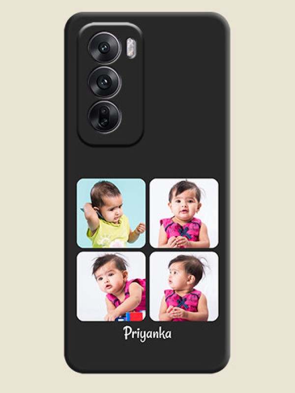 Custom Floral Art with 6 Image Holder on Photo On Space Black Custom Soft Matte Mobile Back Cover - Oppo Reno 12 5G