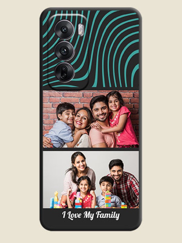 Custom Wave Pattern with 2 Image Holder On Space Black Custom Soft Matte Mobile Back Cover - Oppo Reno 12 5G