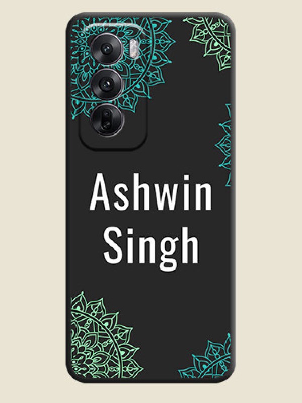 Custom Your Name with Floral Design On Space Black Custom Soft Matte Mobile Back Cover - Oppo Reno 12 5G