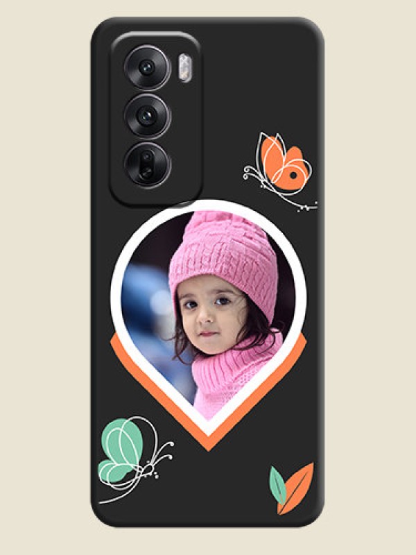 Custom Upload Pic With Simple Butterly Design On Space Black Custom Soft Matte Mobile Back Cover - Oppo Reno 12 5G