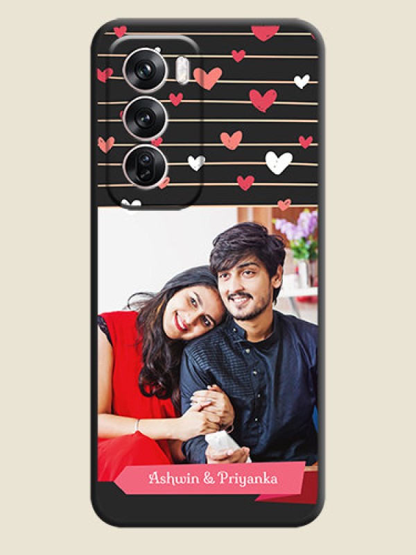 Custom Love Pattern with Name on Pink Ribbon on Photo On Space Black Custom Soft Matte Mobile Back Cover - Oppo Reno 12 Pro 5G