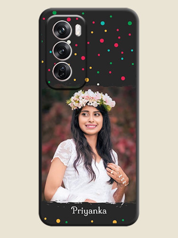 Custom Multicolor Dotted Pattern with Text On Space Black Custom Soft Matte Mobile Back Cover - Oppo Reno 12 Pro 5G