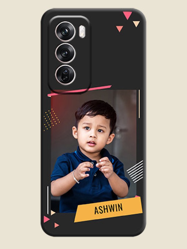 Custom Photo Frame with Triangle Small Dots on Photo On Space Black Custom Soft Matte Mobile Back Cover - Oppo Reno 12 Pro 5G