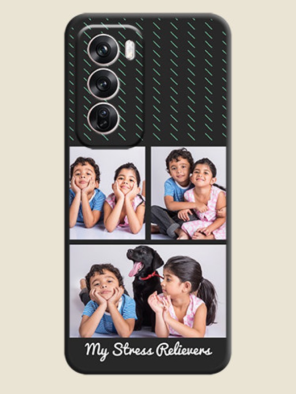 Custom Cross Dotted Pattern with 2 Image Holder On Space Black Custom Soft Matte Mobile Back Cover - Oppo Reno 12 Pro 5G