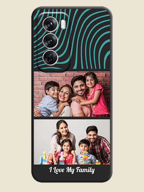 Custom Wave Pattern with 2 Image Holder On Space Black Custom Soft Matte Mobile Back Cover - Oppo Reno 12 Pro 5G