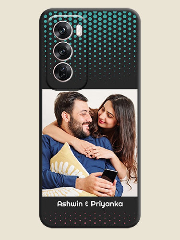 Custom Faded Dots with Grunge Photo Frame and Text On Space Black Custom Soft Matte Mobile Back Cover - Oppo Reno 12 Pro 5G