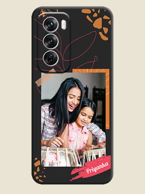 Custom Orange Photo Frame On Space Black Custom Soft Matte Mobile Back Cover - Oppo Reno 12 Pro 5G