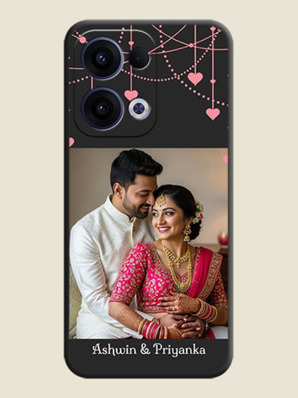 Custom Pink Love Hangings with Text On Space Black Custom Soft Matte Mobile Back Cover - Oppo Reno 13 5G