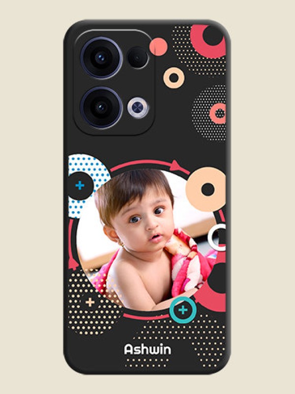 Custom Multicoloured Round Image On Space Black Custom Soft Matte Mobile Back Cover - Oppo Reno 13 5G