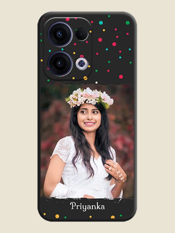 Custom Multicolor Dotted Pattern with Text On Space Black Custom Soft Matte Mobile Back Cover - Oppo Reno 13 5G