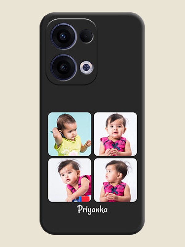 Custom Floral Art with 6 Image Holder on Photo On Space Black Custom Soft Matte Mobile Back Cover - Oppo Reno 13 5G
