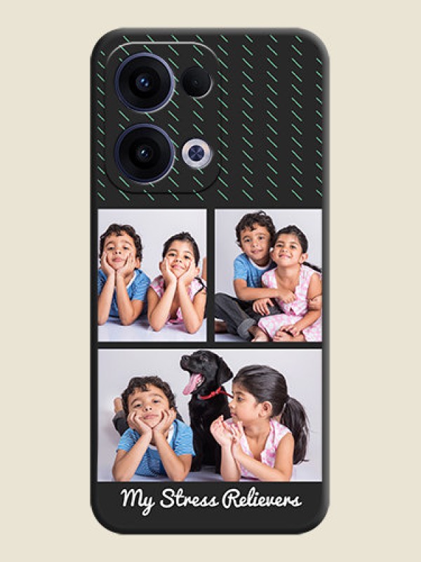 Custom Cross Dotted Pattern with 2 Image Holder On Space Black Custom Soft Matte Mobile Back Cover - Oppo Reno 13 5G