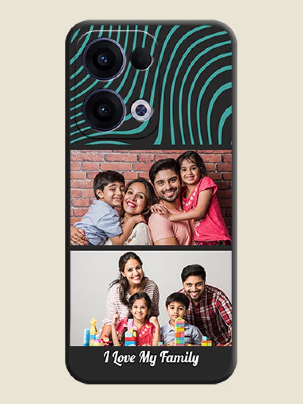 Custom Wave Pattern with 2 Image Holder On Space Black Custom Soft Matte Mobile Back Cover - Oppo Reno 13 5G