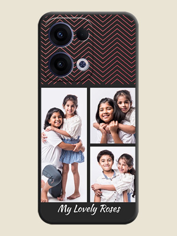Custom Wave Pattern with 3 Image Holder On Space Black Custom Soft Matte Mobile Back Cover - Oppo Reno 13 5G