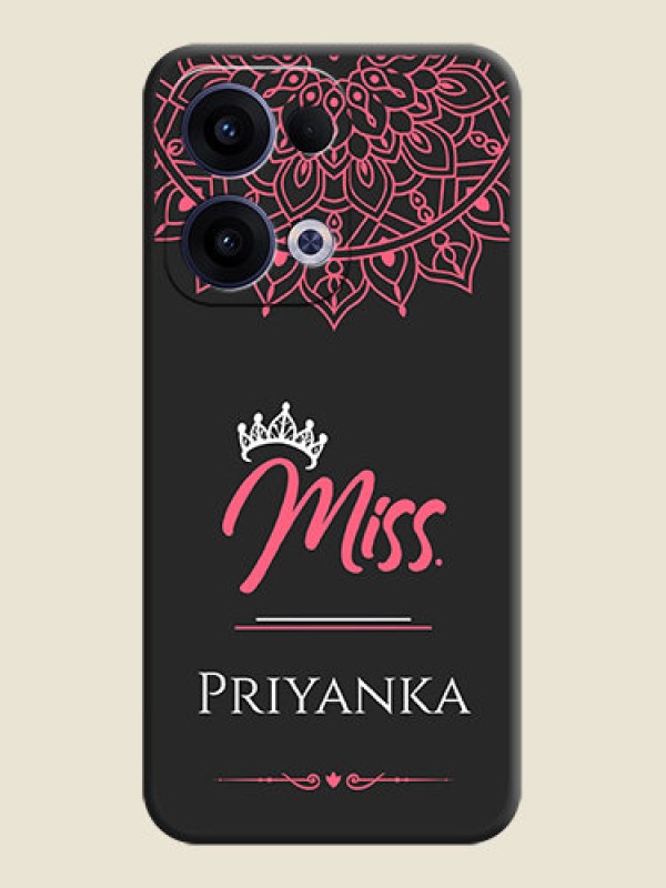 Custom Mrs Name with Floral Design On Space Black Custom Soft Matte Mobile Back Cover - Oppo Reno 13 5G
