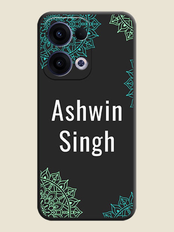 Custom Your Name with Floral Design On Space Black Custom Soft Matte Mobile Back Cover - Oppo Reno 13 5G