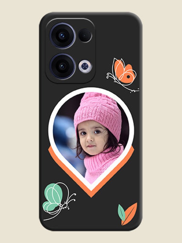 Custom Upload Pic With Simple Butterly Design On Space Black Custom Soft Matte Mobile Back Cover - Oppo Reno 13 5G