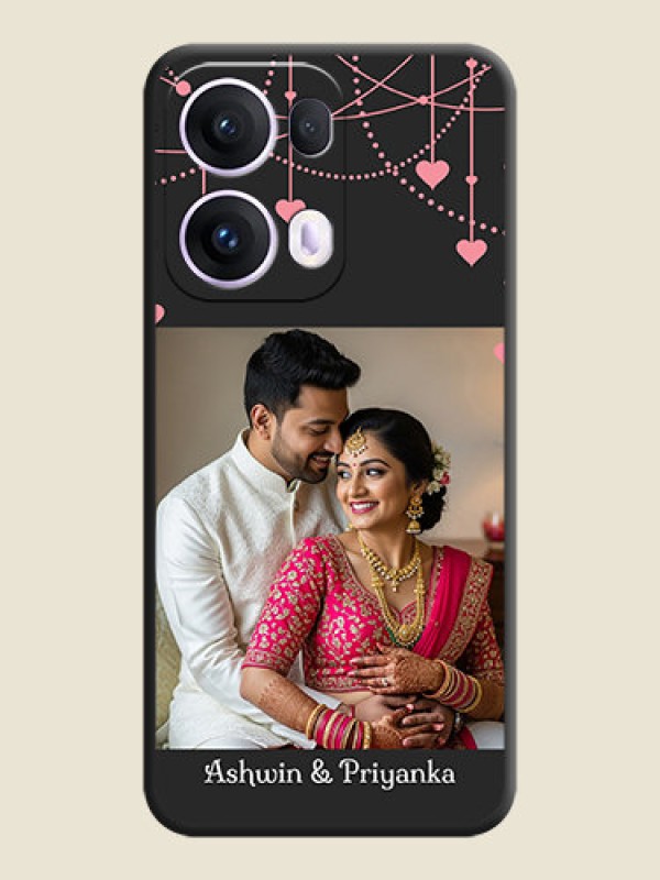 Custom Pink Love Hangings with Text On Space Black Custom Soft Matte Mobile Back Cover - Oppo Reno 13 Pro 5G