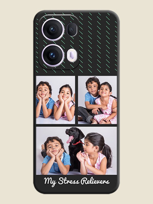Custom Cross Dotted Pattern with 2 Image Holder On Space Black Custom Soft Matte Mobile Back Cover - Oppo Reno 13 Pro 5G