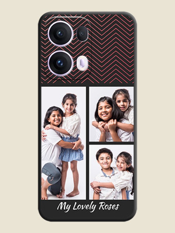 Custom Wave Pattern with 3 Image Holder On Space Black Custom Soft Matte Mobile Back Cover - Oppo Reno 13 Pro 5G