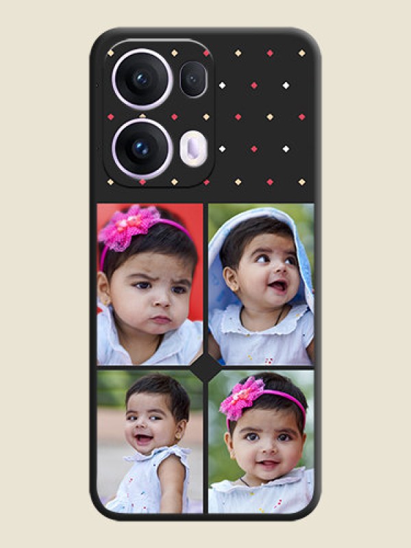 Custom Multicolor Dotted Pattern with 4 Image Holder On Space Black Custom Soft Matte Mobile Back Cover - Oppo Reno 13 Pro 5G