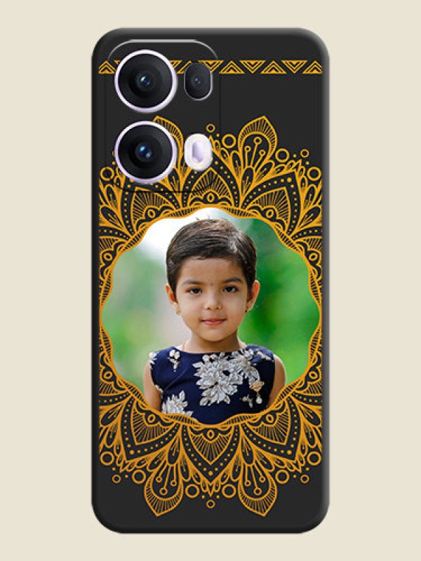Custom Round Image with Floral Design On Space Black Custom Soft Matte Mobile Back Cover - Oppo Reno 13 Pro 5G