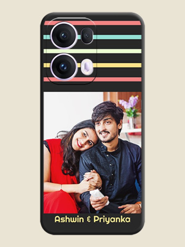 Custom Color Stripes with Photo and Text on Photo On Space Black Custom Soft Matte Mobile Back Cover - Oppo Reno 13 Pro 5G