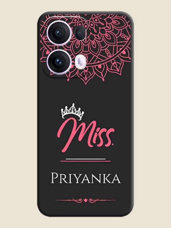 Custom Mrs Name with Floral Design On Space Black Custom Soft Matte Mobile Back Cover - Oppo Reno 13 Pro 5G