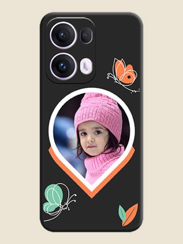 Custom Upload Pic With Simple Butterly Design On Space Black Custom Soft Matte Mobile Back Cover - Oppo Reno 13 Pro 5G