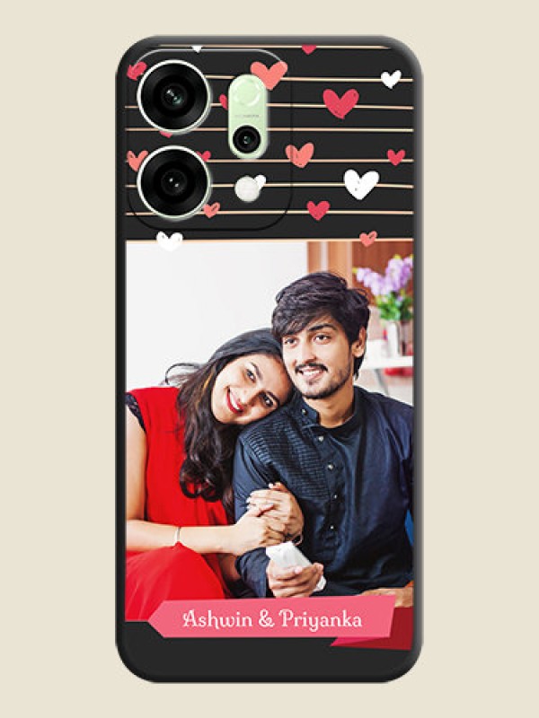 Custom Love Pattern with Name on Pink Ribbon on Photo On Space Black Custom Soft Matte Mobile Back Cover - Oppo Reno 14 5G