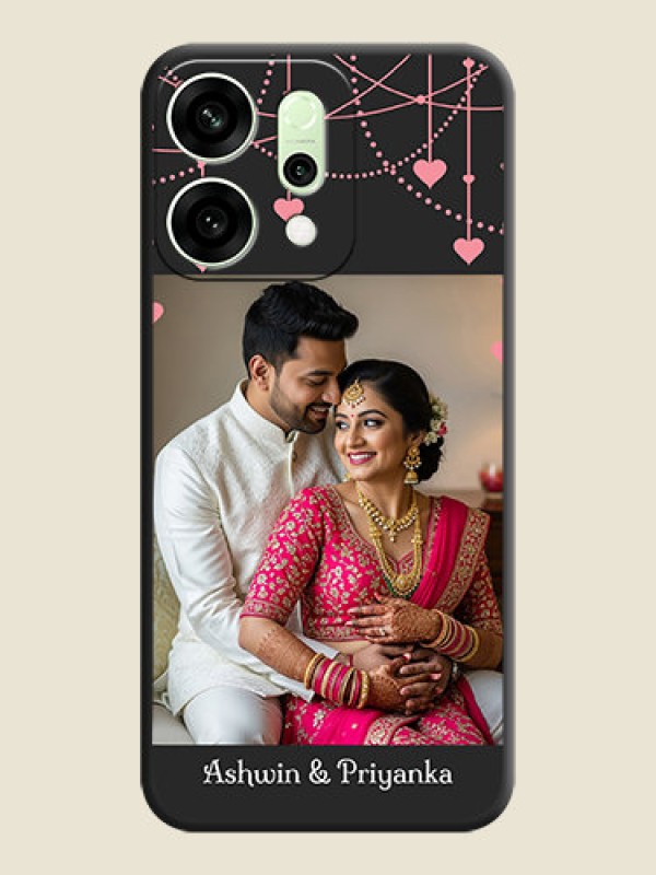 Custom Pink Love Hangings with Text On Space Black Custom Soft Matte Mobile Back Cover - Oppo Reno 14 5G