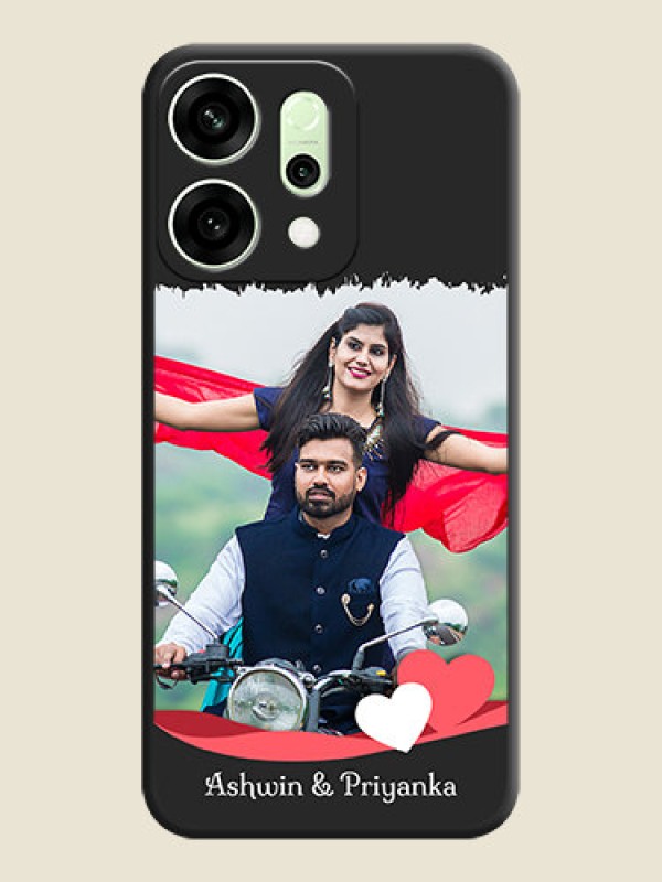 Custom Pin Color Love Shaped Ribbon Design with Text On Space Black Custom Soft Matte Mobile Back Cover - Oppo Reno 14 5G