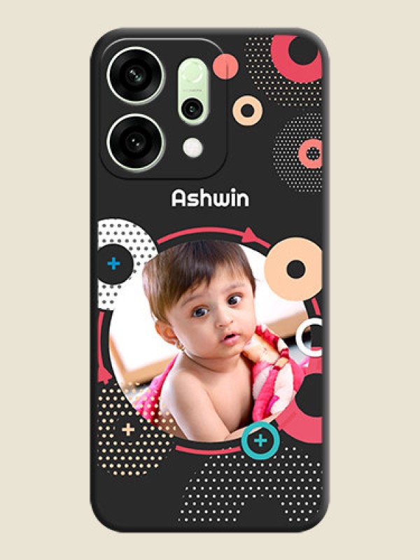 Custom Multicoloured Round Image On Space Black Custom Soft Matte Mobile Back Cover - Oppo Reno 14 5G