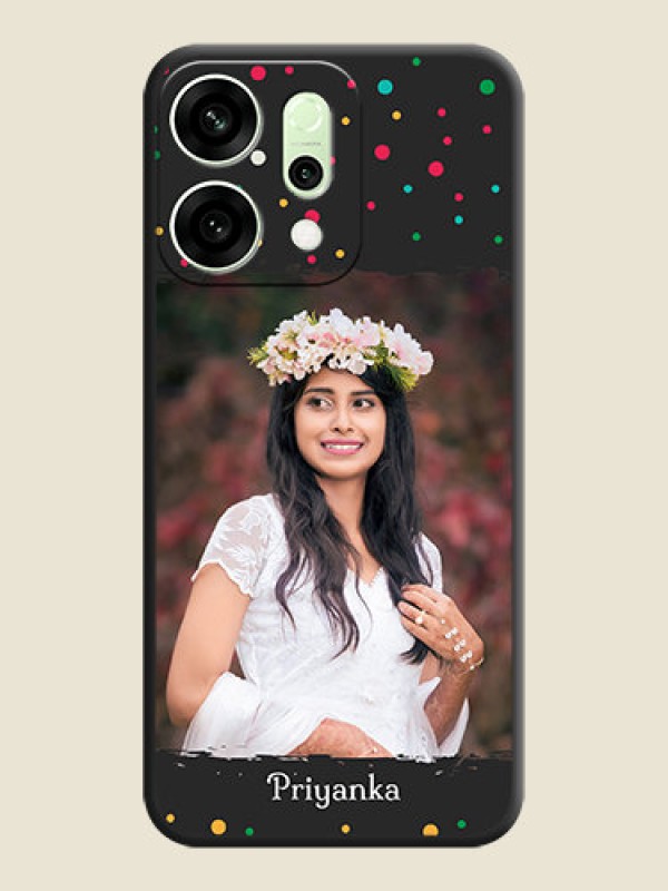 Custom Multicolor Dotted Pattern with Text On Space Black Custom Soft Matte Mobile Back Cover - Oppo Reno 14 5G