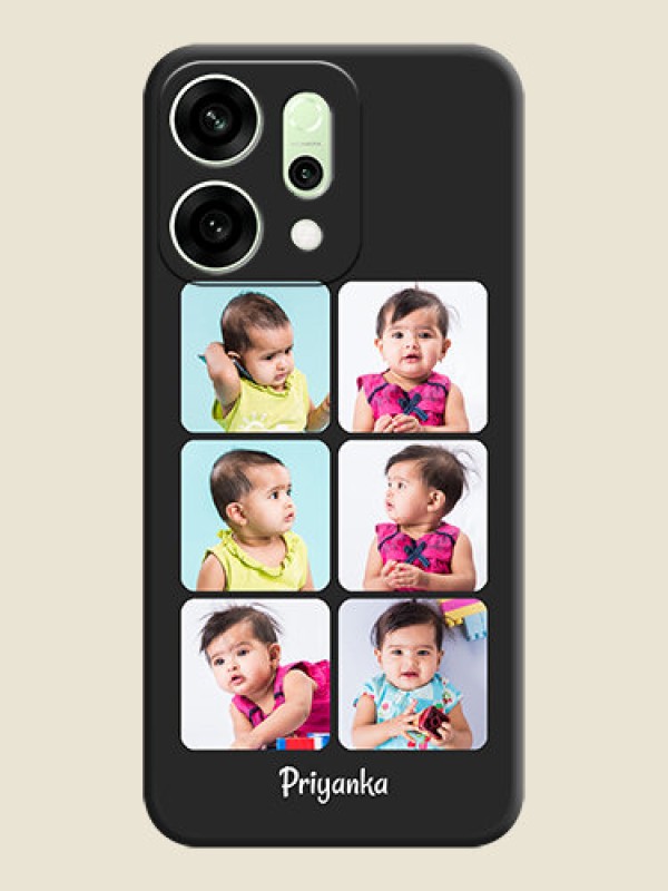 Custom Floral Art with 6 Image Holder on Photo On Space Black Custom Soft Matte Mobile Back Cover - Oppo Reno 14 5G