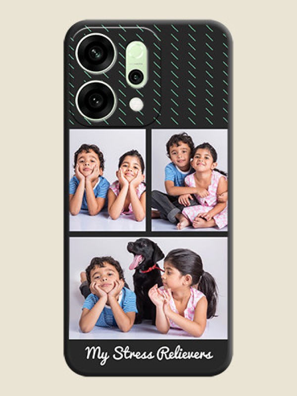 Custom Cross Dotted Pattern with 2 Image Holder On Space Black Custom Soft Matte Mobile Back Cover - Oppo Reno 14 5G