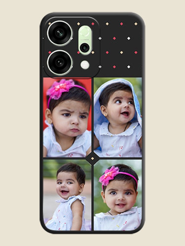 Custom Multicolor Dotted Pattern with 4 Image Holder On Space Black Custom Soft Matte Mobile Back Cover - Oppo Reno 14 5G