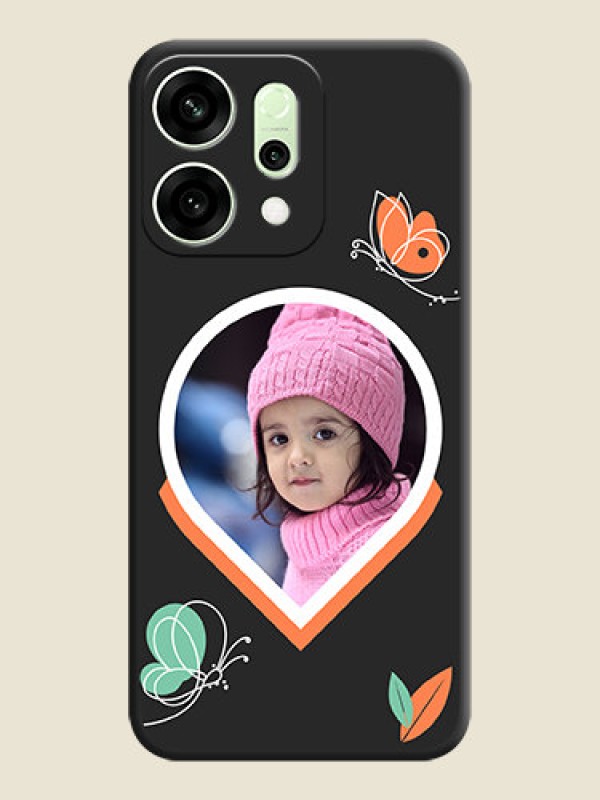 Custom Upload Pic With Simple Butterly Design On Space Black Custom Soft Matte Mobile Back Cover - Oppo Reno 14 5G
