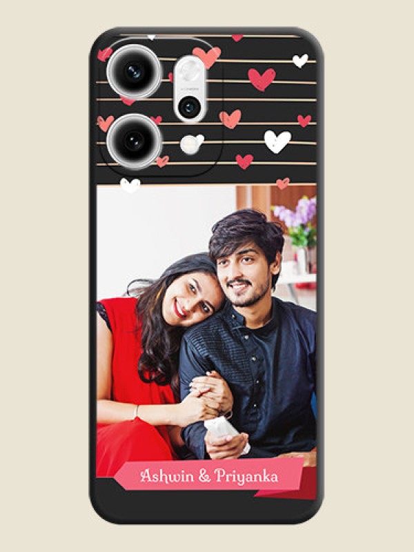 Custom Love Pattern with Name on Pink Ribbon on Photo On Space Black Custom Soft Matte Mobile Back Cover - Oppo Reno 14 Pro 5G