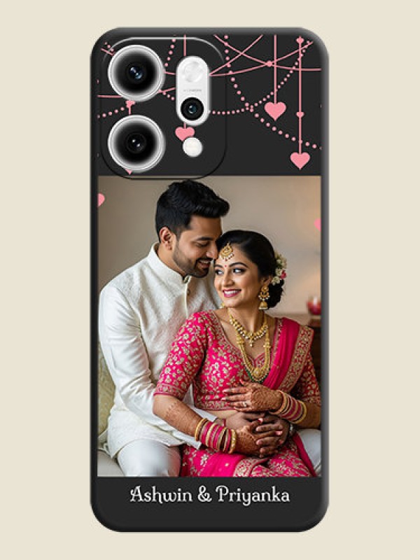 Custom Pink Love Hangings with Text On Space Black Custom Soft Matte Mobile Back Cover - Oppo Reno 14 Pro 5G