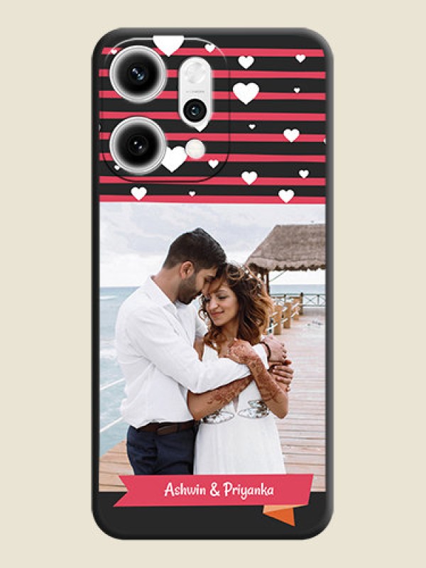 Custom White Color Love Symbols with Pink Lines Pattern On Space Black Custom Soft Matte Mobile Back Cover - Oppo Reno 14 Pro 5G