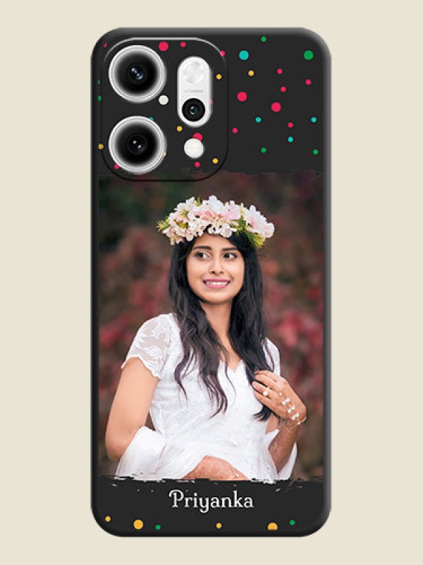 Custom Multicolor Dotted Pattern with Text On Space Black Custom Soft Matte Mobile Back Cover - Oppo Reno 14 Pro 5G