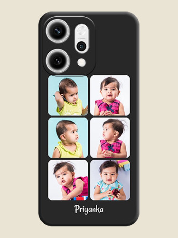 Custom Floral Art with 6 Image Holder on Photo On Space Black Custom Soft Matte Mobile Back Cover - Oppo Reno 14 Pro 5G