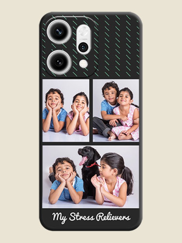 Custom Cross Dotted Pattern with 2 Image Holder On Space Black Custom Soft Matte Mobile Back Cover - Oppo Reno 14 Pro 5G